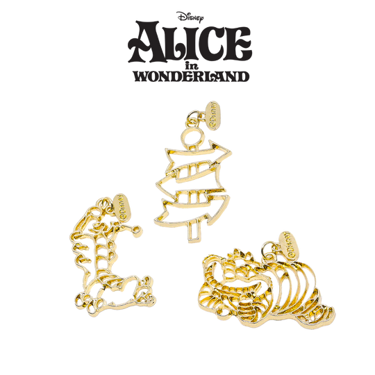Disney Alice In Wonderland Gold Open Bezel Charms (3 pieces)