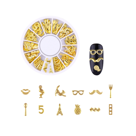 Assorted Gold New Year Metal Nail Art Embellishments