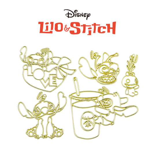 Disney Stitch Gold Open Bezel Charms (5 pieces)