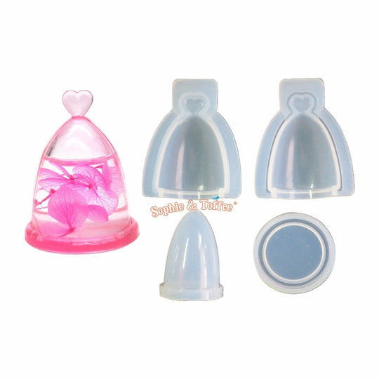 Moule en silicone pour plateau miniature 3D avec couvercle en forme de dôme